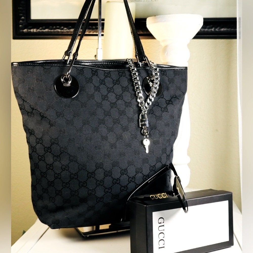 Auth GUCCI Eclipse Shoulder Canvas Tote Bag EUC!